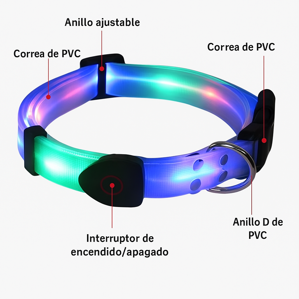 Set correa + collar luz led