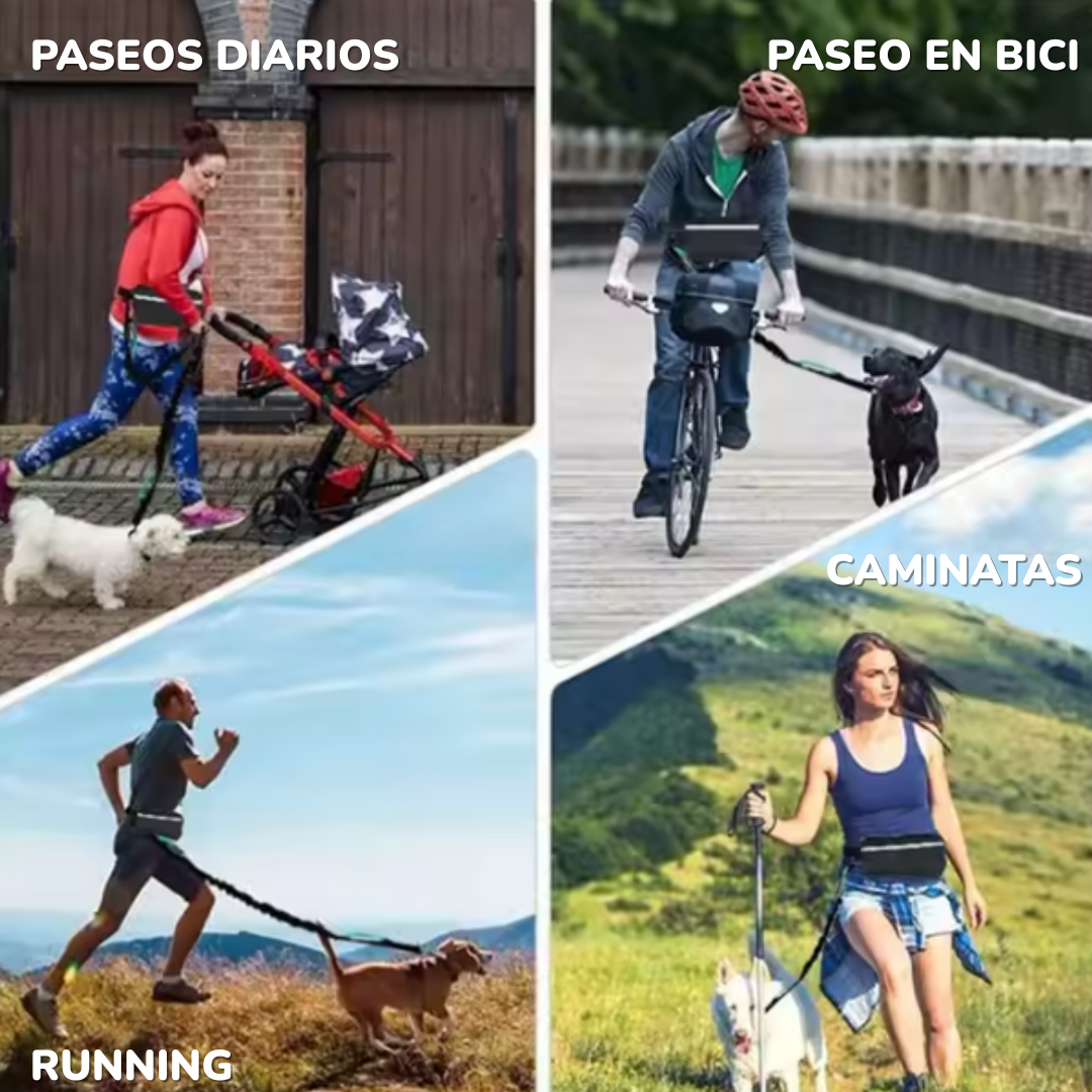Correa manos libres retráctil + Canguro reflectivo